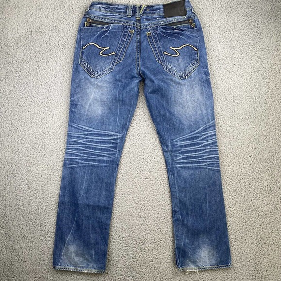 The Lab Of Denim USA Men’s Jeans Straight Waist 33” Medium Wash Butterfly Button - Picture 9 of 14